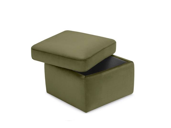 Pouf conteneur fabriqué en Italie en velours vert modèle 55x45 cm