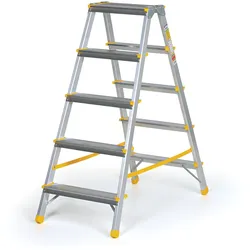 Podestleiter beidseitig aus Aluminium ALVE EUROSTYL, 2x5 Stufen, Höhe 1,04 m