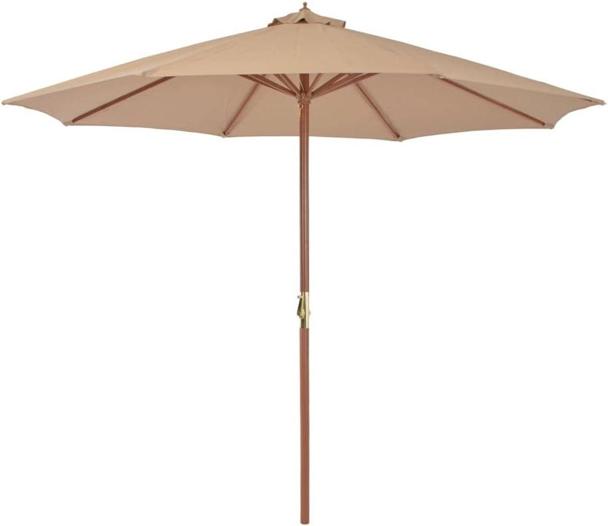 Tuinparasol Hout Taupe - UV-beschermende Buitenparasol - 300 cm