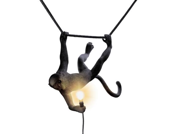 Monkey Outdoor Pendant Swing Black - Seletti Monkey Lamp - Design - Plastique