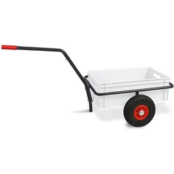 BRB Robuster Handwagen in anthrazit, belastbar bis zu 200 kg, mit 24 cm hohem Kasten in weiß
