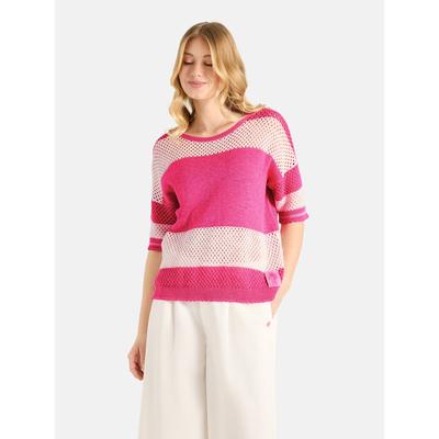 Kurzarmpullover LIEBLINGSSTÜCK "AliaL", Damen, Gr. 38, pink (830, lovely pink), 88% Baumwolle, 12% leinen, lässig geschnitten, Rundhals, Pullover, mit Baumwoll-Anteil