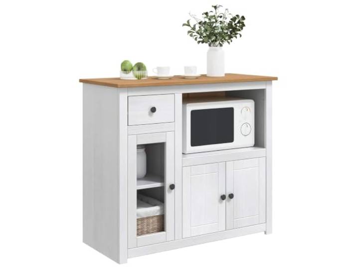 vidaXL Mikrowellen-Sideboard Panama Weiß und Honigwachs Massiv-Kiefer
