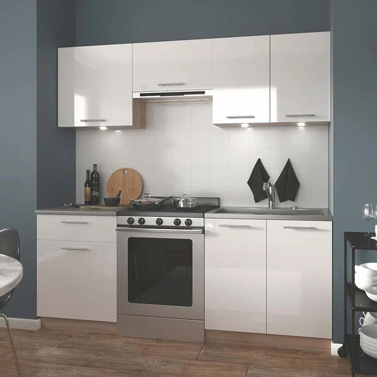 garneroarredamenti Cucina 200cm moderna componibile lineare bianca rovere Matrix