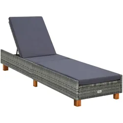 Helloshop26 - Poly-Rattan Sonnenliege Liegestuhl mit Kissen Grau 02_0012199
