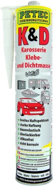 PETEC K+D Mastic colle et d’étanchéité carrosserie, blanc, 310 ml (94530)