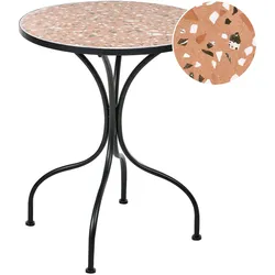 BISTROTISCH 60/60 cm Terrazzo Optik Metall Schwarz Adrano