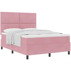 vidaXL, Boxspringbett, Boxspringbett Mit Matratze Samt Rosa (160 x 200 cm)