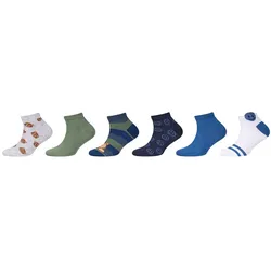 6er Pack s.Oliver Originals Motif Baumwoll Sneakersocken Jungen 5380 - beaucoup blue 35-38