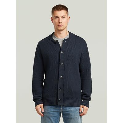 Cardigan G-STAR "Honey Comb Structure Cardigan", Herren, Gr. M, blau (dk patriot blau), Obermaterial: 100% Baumwolle, Strickjacken
