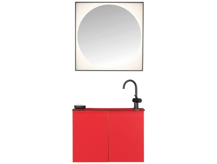 Dieter Knoll Badezimmer, Rot, Glas, 70 cm, hängend, individuell planbar, Zusatzausstattung erhältlich, Typenvielfalt, Badezimmer, Badmöbelsets & Badmöbelserien, Badmöbel-Sets