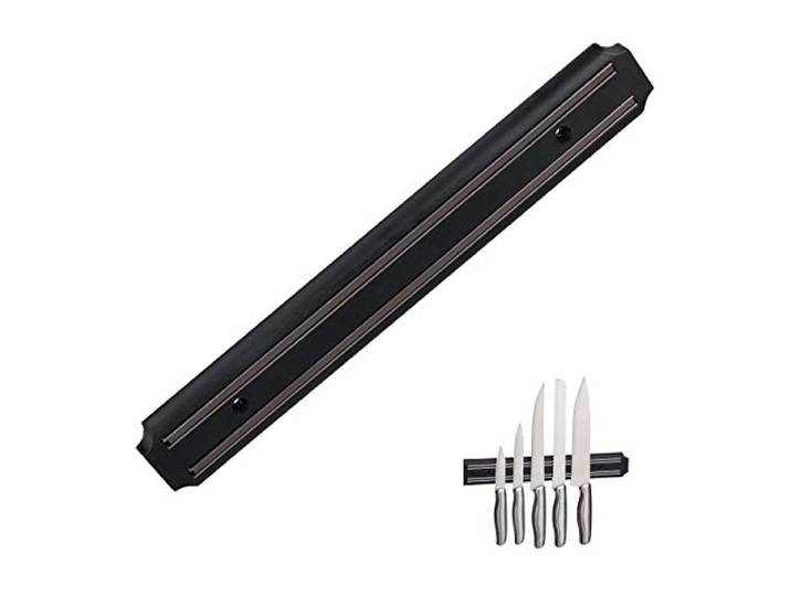 Relaxdays Barre magnétique\, Rangement Outils\, à Aimant\, Couteaux & ustensiles\, Plastique\, 33 cm de Largeur\, Noir
