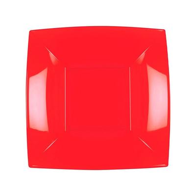 MONOUSO - Wiederverwendbare Robuste Teller Tiefe Rot "Nice" PP 18cm (25 Stück)