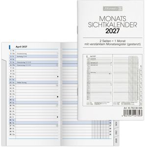 Brunnen Taschenkalender 1075300007, Ersatzkalendarium, 2027, 1 Monat auf 2 Seiten, A6