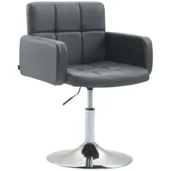 DELUKE Lounger Sessel RIYADH - Kunstleder Grau 58x48x80 cm | Barhocker Loungesessel Wohnzimmer Bequem Clubsessel Sessel Hotel