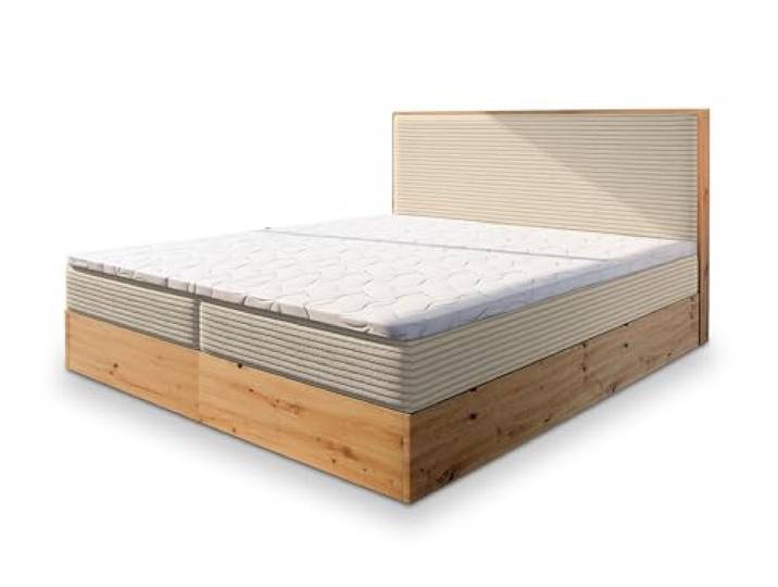 Masseno Boxspringbett Verdon 180x200 cm Komplett-Set mit Matratze und Topper, Polsterbett mit Zwei Bettkästen -Creme, Lincoln 03