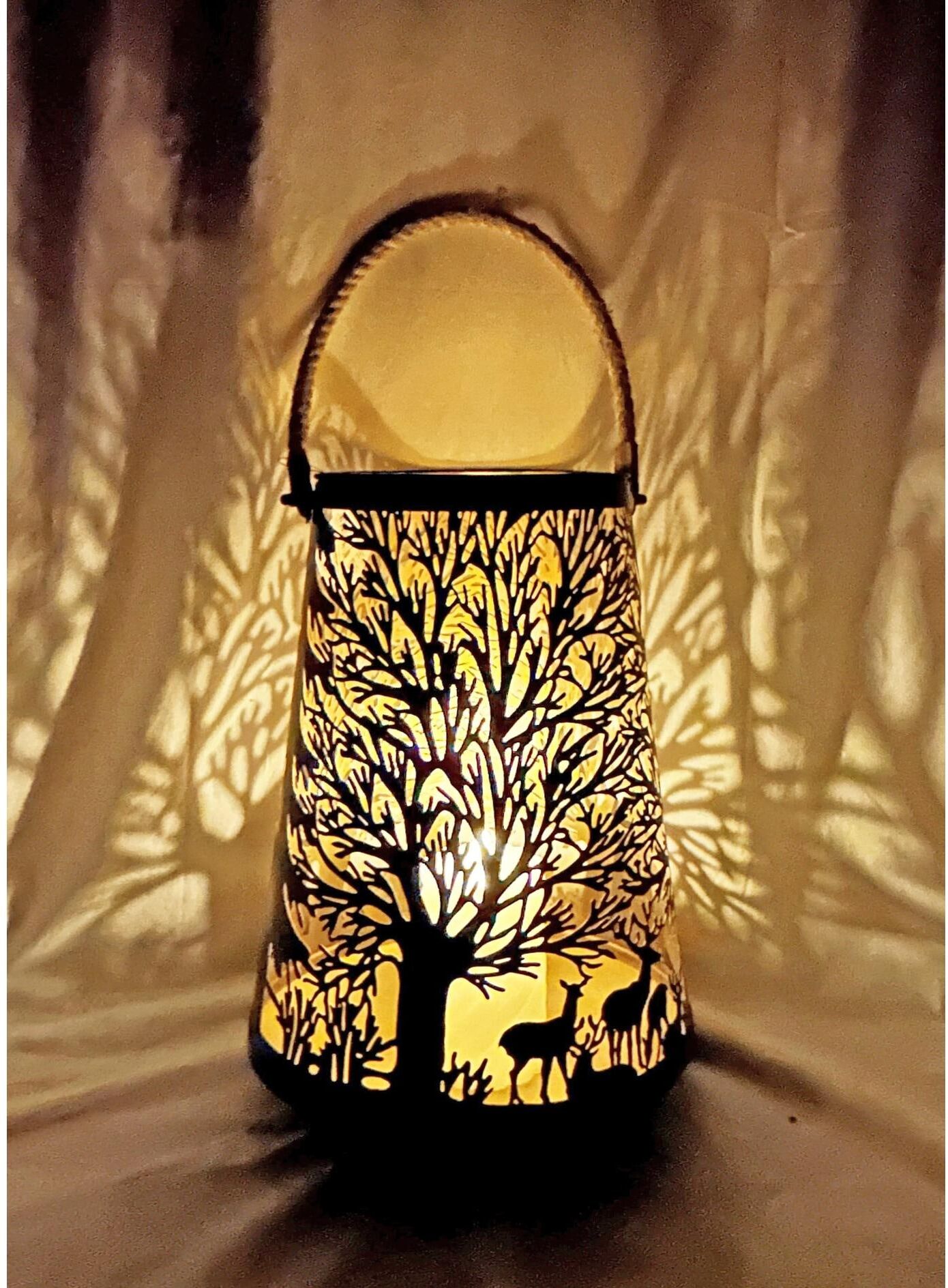 Laterne "Dameco Forest 41 cm Gold/Schwarz", schwarz (goldfarben, schwarz), B:26cm H:41cm T:26cm, Metall, Mobilleuchten, Laterne goldfarben, schwarz Einheitsgröße
