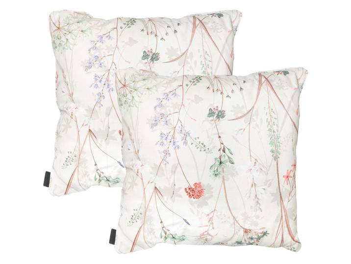 2er-Set Deko-Kissen Outdoor, Blumenmuster weiss, 50 x 50 x 10 cm