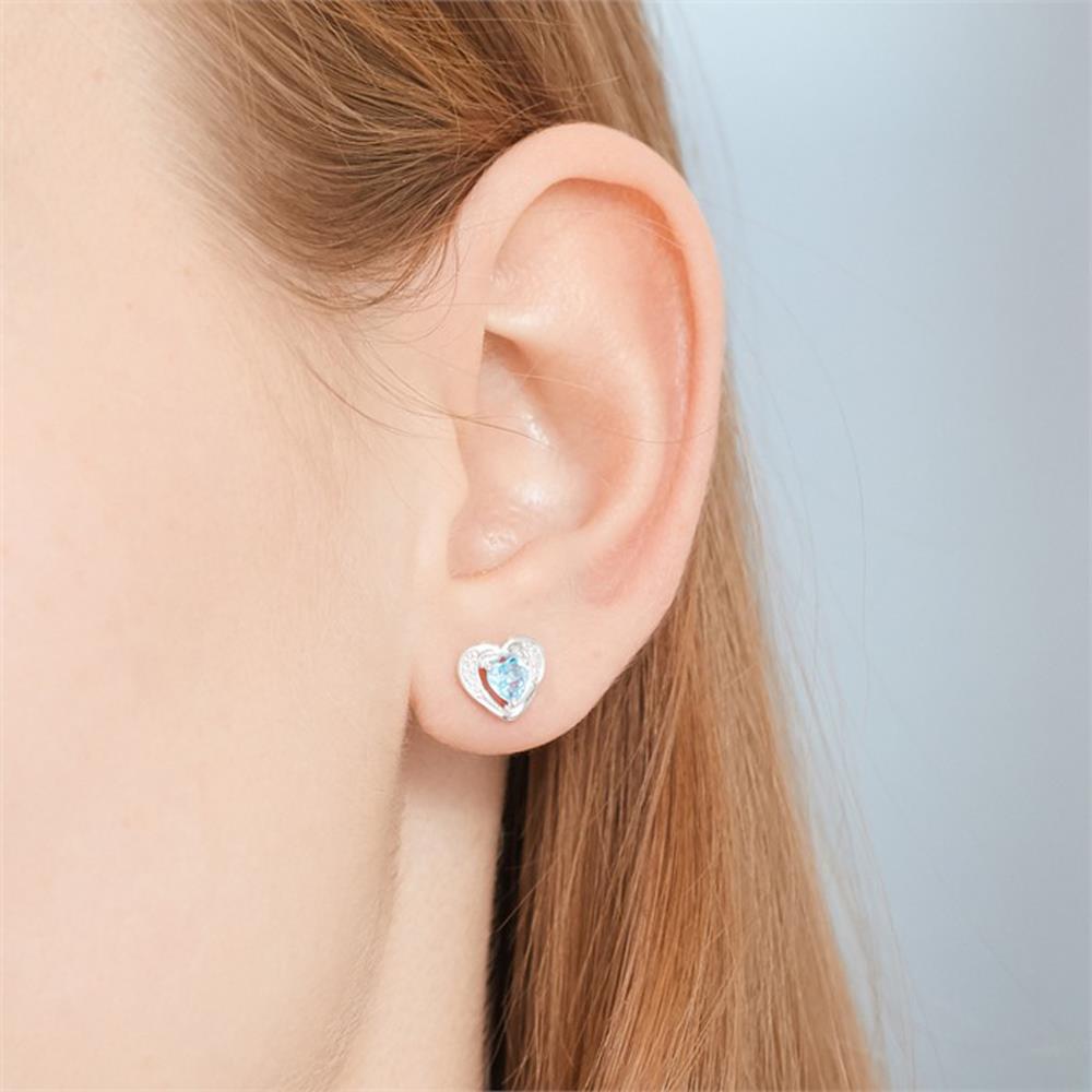 Unique 585er Ohrringe 2 Topase 4 Diamanten 0,02 ct. blau
