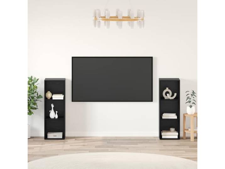 HEFZGDB TV-Schrank-Set mit Regal 2 Stücke Schwarz Eiche 107 x 35 x 37 cm Modulares Würfelregal für Wohnzimmer Büro Aufbewahrung