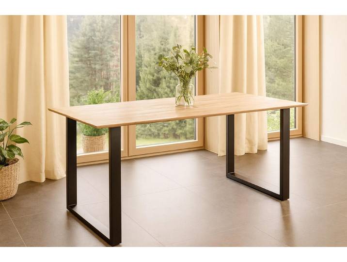 SAM® Esstisch Lola, Eichenholz, Schweizer Kante, verschiedene Metallgestelle