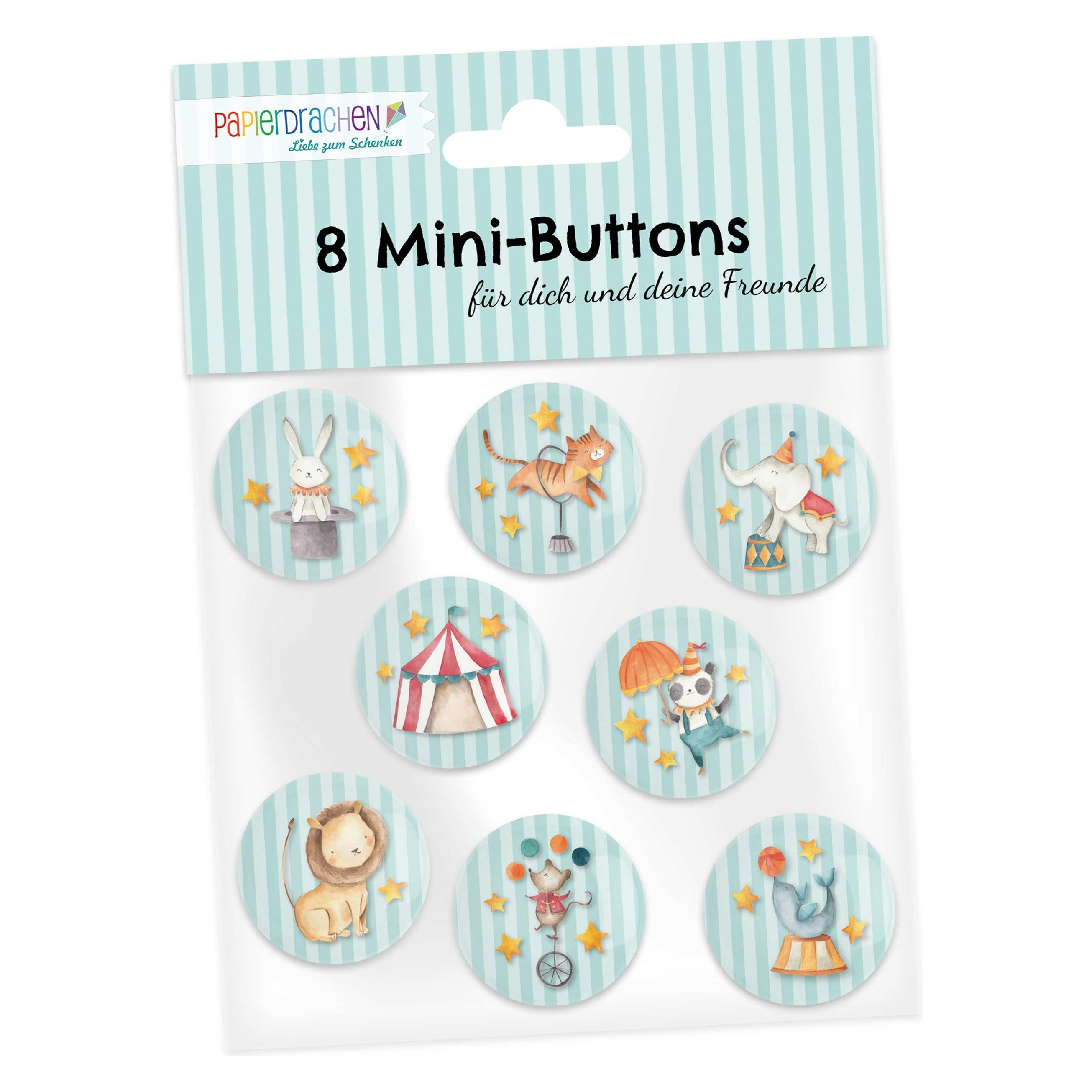 Papierdrachen 8 Mini Buttons - Zirkus (004-003-003)