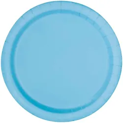 8 kleine runde Teller hellblau
