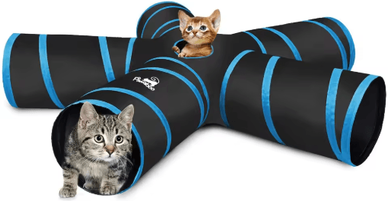 Inspire Picks Pawaboo Collapsible Cat Tunnel Toy With Balls & Bells For Interactive Play blue 5 Way