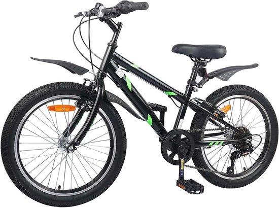 Kinderfahrrad - Mädchen- und Jungenfahrrad - Für aktive Freizeit - 6 Gänge - Verstellbar - 20 Zoll - Schwarz