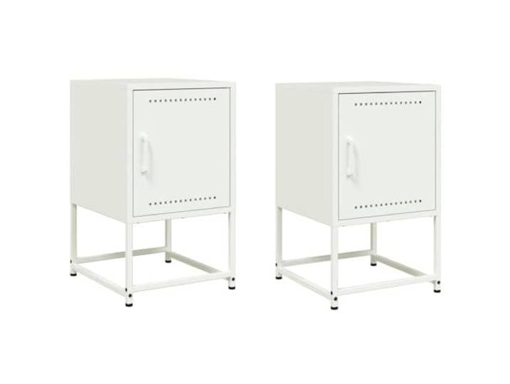 GHVBNMF Nachttisch 2er Set Weiss 36x39x60,5 cm Stahl Beistelltisch Industrieller Beistelltisch aus pulverbeschichtetem Stahl für Schlafzimmer und Wohnzimmer mit viel Stauraum im 2er-Set.