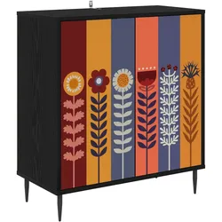 vidaXL Sideboard ESSEN Schwarz Eichen-Optik 69 x 33 x 76 cm