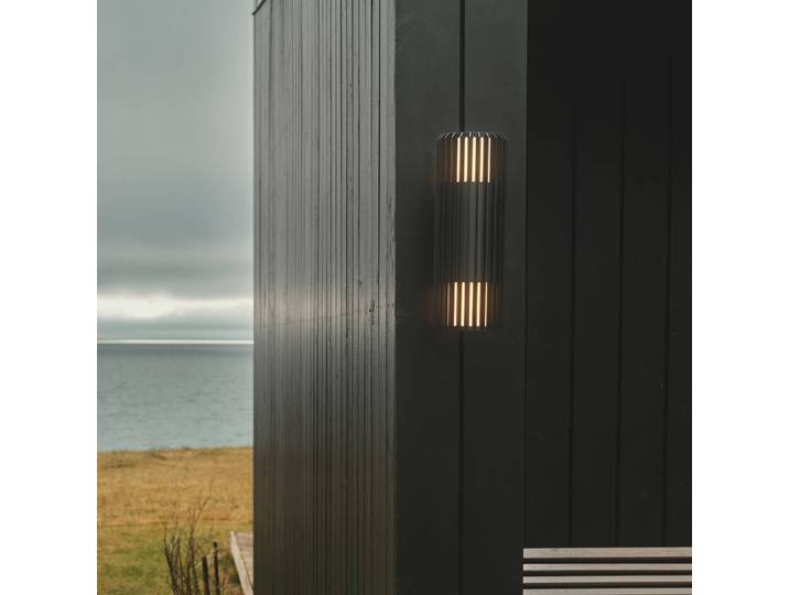 Wandlamp buiten Aludra Double, dimbaar, zwart, Aluminium, Wandlamp buiten
