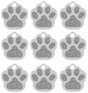 Uplift Essentials 20 Piece Bulk Personalized Paw Shape Pet ID Tags silver 1.38 In X 1.34 In