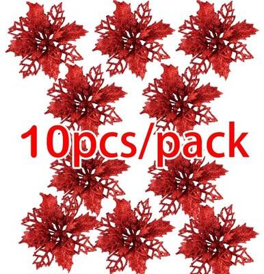 Multicon Wholesale Hub Artificial Christmas Tree, Glitter Flower Decorations, Xmas Ornaments, New Year Gift red
