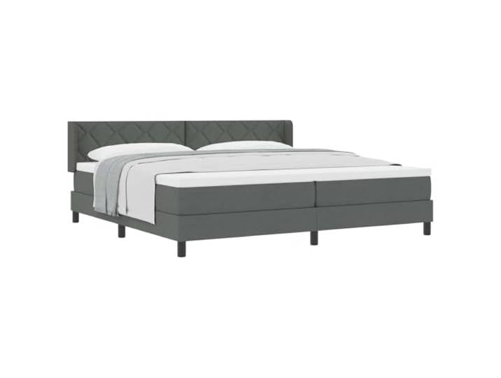 KTHLBRH Boxspringbett mit Kopfteil dunkelgrau 200 x 200 cm Stoff Taschenfedern, 2-fach höhenverstellbares Kopfteil, Kiefernholz, Polyester, Unterstützung 280 kg, minimalistisches Design