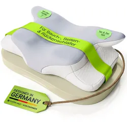 Juskys Nackenkissen 2er Set - Ergonomisch & Memory-Foam, Anpassungsfähig, Atmungsaktiv - weiß / grau