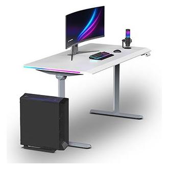 Ultradesk Gaming-Tisch QUEST, 140x70cm, 72-120cm, grau-weiss (UD-QST-FRGY/DTWT)