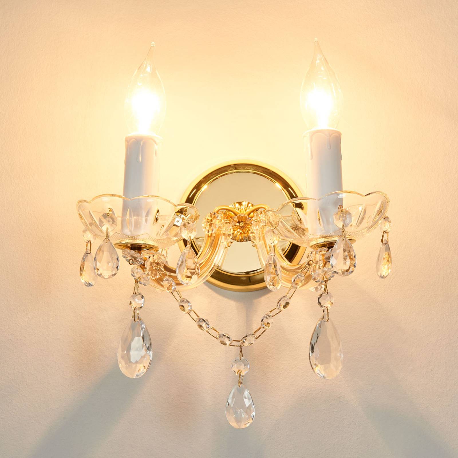 Orion Crystal Wall Light Marie Claire, dimmable, Brass / gold, Living / Dining Room, metal, Wall Light