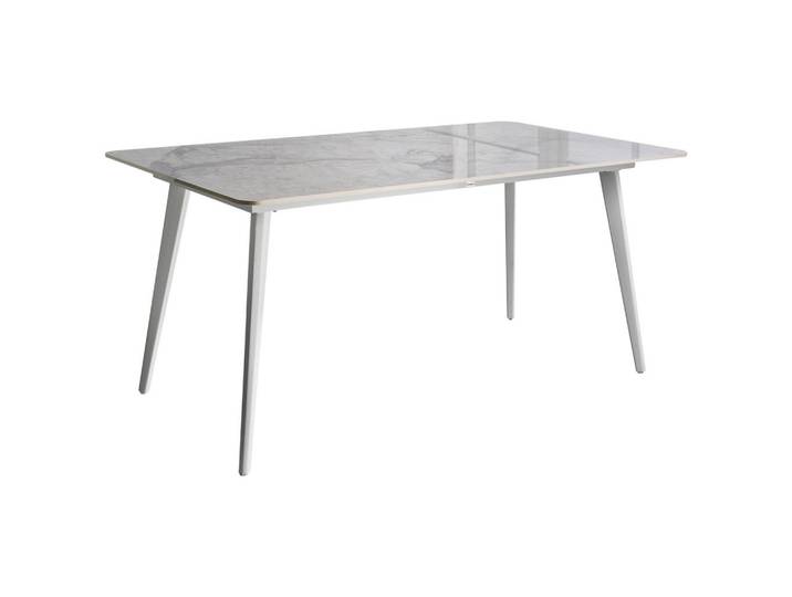 Beliani Gartentisch 160/90 cm Stein Weißer Marmor Rodallo, Rechteckig, 90x75x160 cm, Gartenmöbel, Gartentische, Gartentische