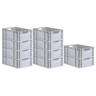 PROREGAL 10x Eurobox NextGen Grip | HxBxT 22x40x60cm | 44 Liter | Griffe offen | Verstärkter Boden | Eurobehälter