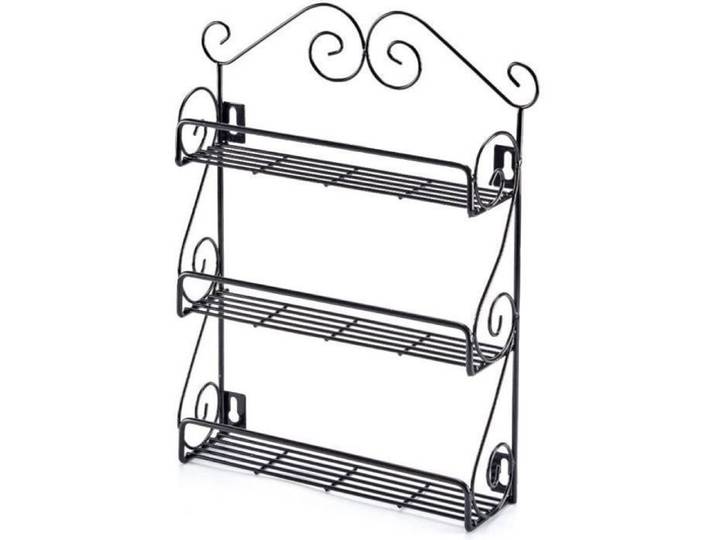 Étagère Vintage à épices de 3 étages Murale - Présentoir à épices - Fixation sur Mur - Noir