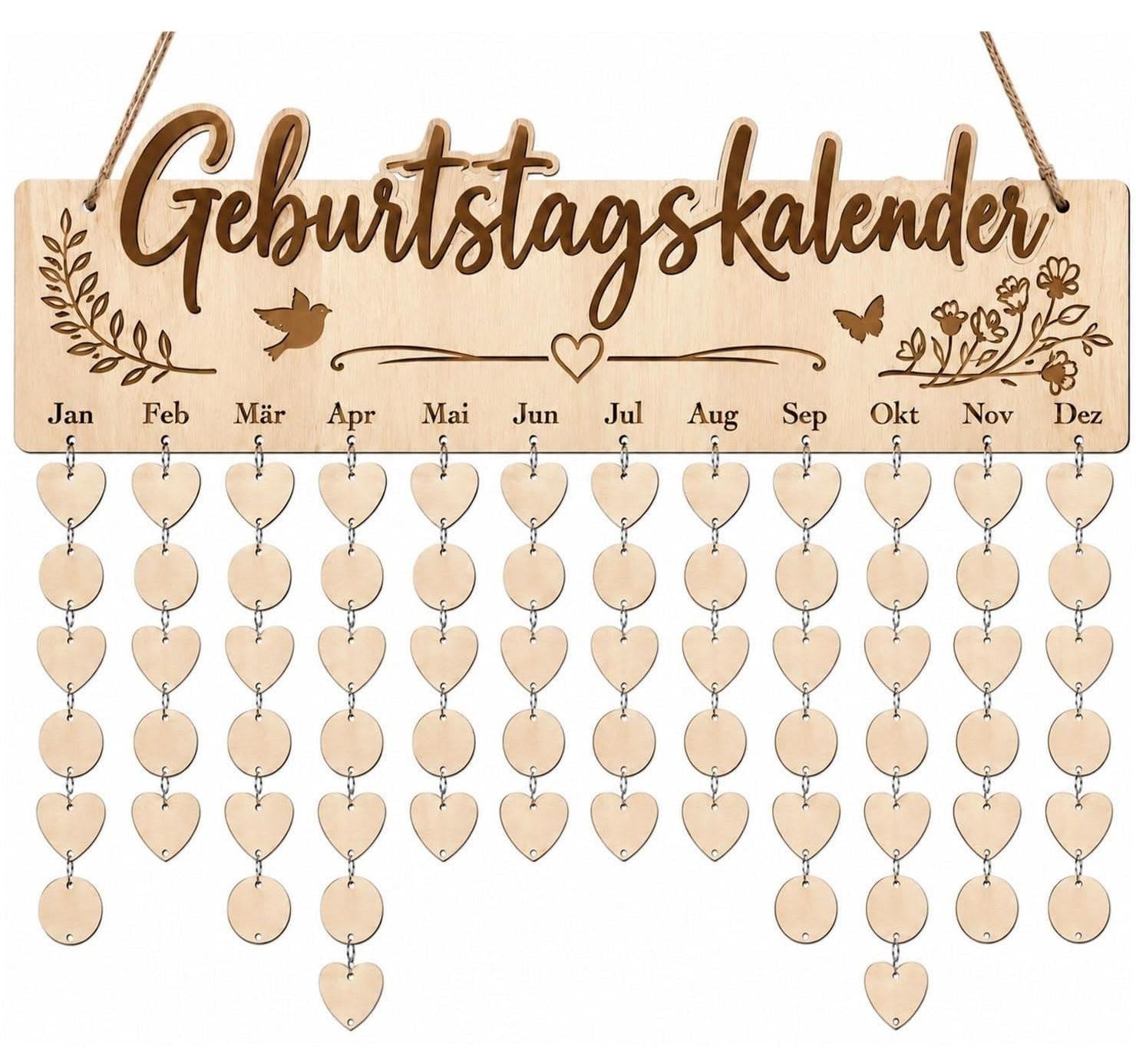 Houten Verjaardagskalender Doe-Het-Zelf met 100 Schijven
