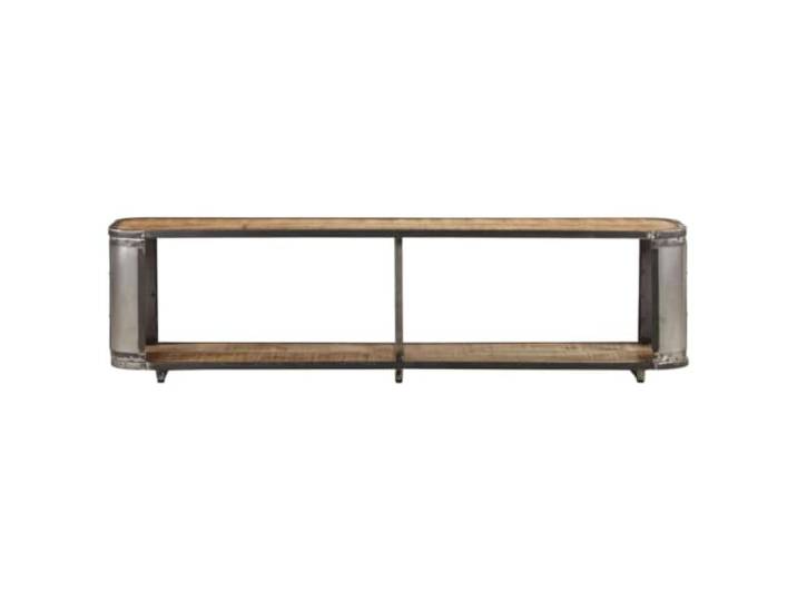 GKHPYURE TV-Schrank 150 x 30 x 40 cm aus massivem Mangoholz Massives Mangoholz, Finish und Stahl und Eisen, offenes Fach, Montage erforderlich