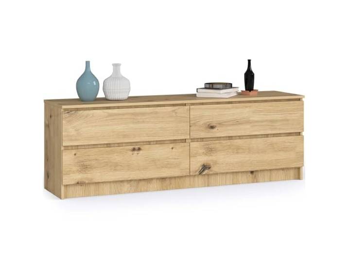 AKORD Kommode K 160 cm 4 Schubladen Stehmöbel für Wohnzimmer Schlafzimmer Büro Arbeitszimmer Edles Design Schichtstoffplatte 16mm Farbe Eiche Artisan