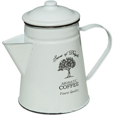 Kanne AMBIENTE HAUS "Kaffeekanne aus Emaille in Antikweiß", weiß, B:21cm H:19cm, Emaille, Kannen, Kaffeekanne