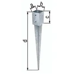Gah Einschlag-Bodenhülse a101xb101xc150xd900mm STA roh TZN