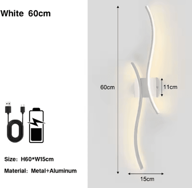 Inspire Picks Wireless Rechargeable LED Wall Sconce 3CCT Touch Dimmable Wall Light With Remote Control white 60cm