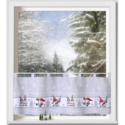 Scheibengardine WECKBRODT "Wichtel im Schnee", bunt (multi), B:120cm H:45cm, Microfaser, Polyester, Gardinen, Bistro, Microsatin, Weihnachten, HxB 45x120cm, Gardine, Store