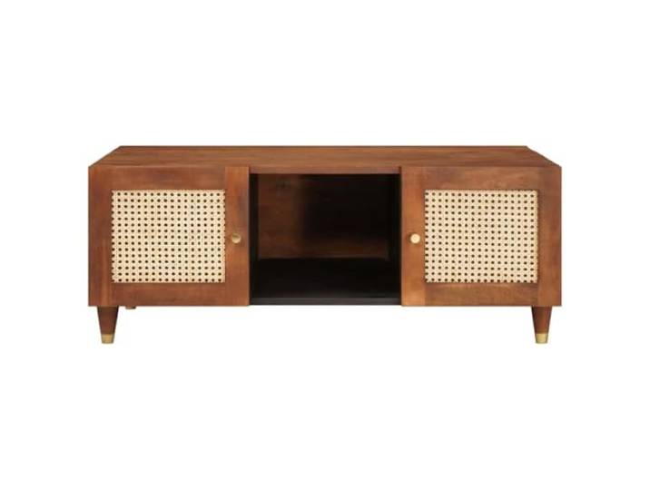 KTHLBRH Couchtisch 100 x 54 x 40 cm Mangoholz massiv Mit Regal, praktische Aufbewahrung, konische Beine, für ein modernes Wohnzimmer