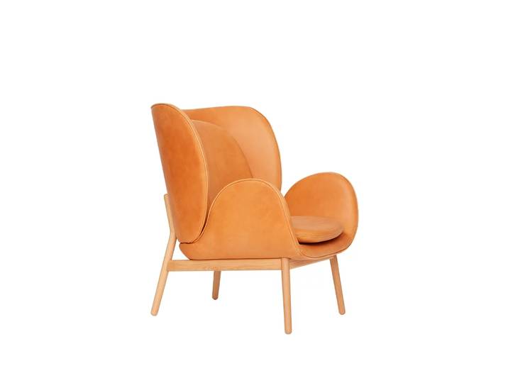 Fogia Embrace Small Sessel Eichenbein Leder Vintage Cognac, lackiert